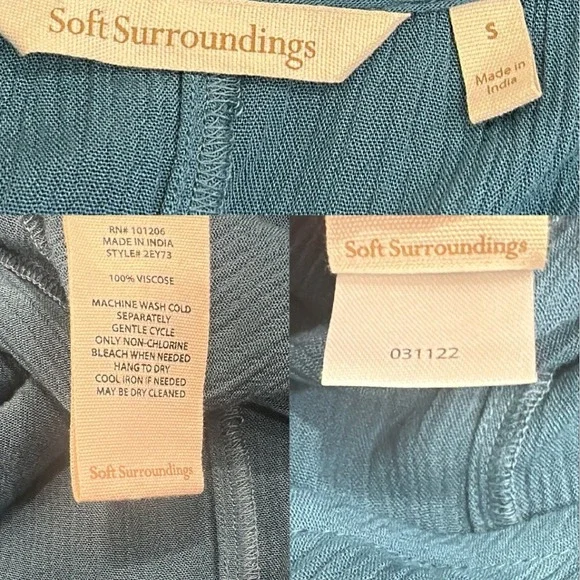 Soft Surroundings Villa Malia Gauze Maxi Dress Mallard Blue Pintuck Sleeveless S - Picture 9 of 10